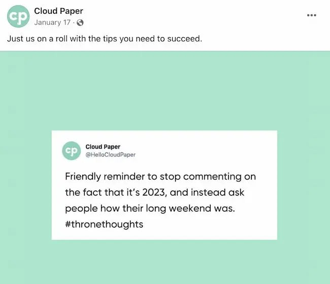 Facebook post ideas: Cloud Paper
