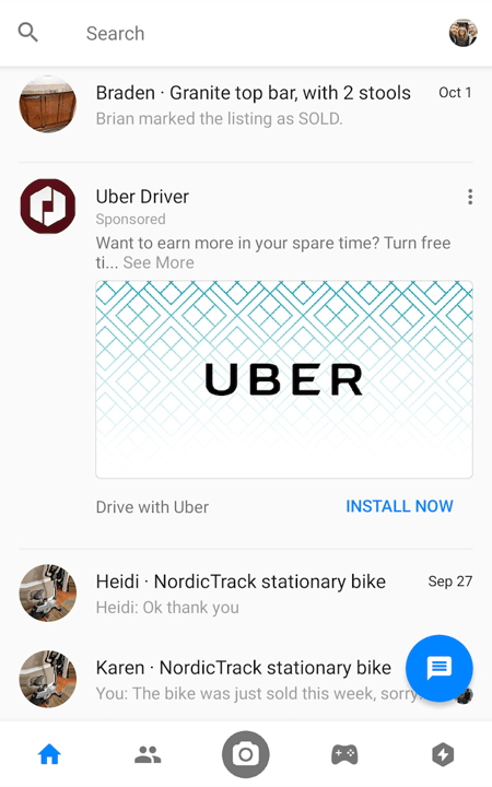 Sponsored Messages ad by Uber 