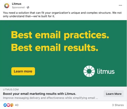 A facebook ad of litmus