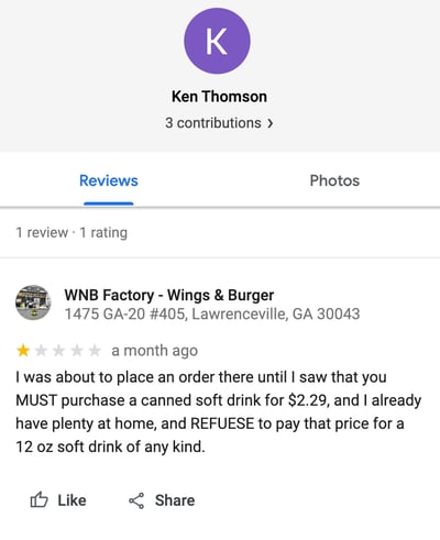google fake review example
