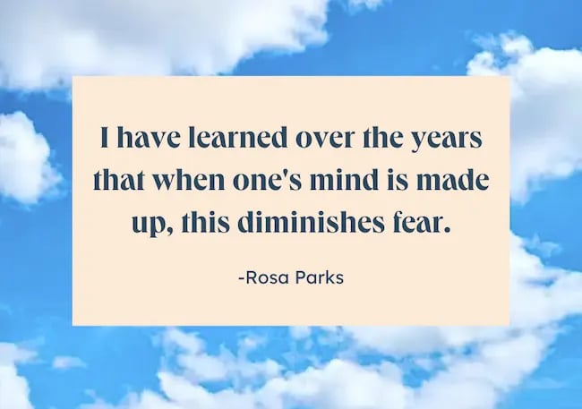 Citação da vida famosa em inglês de Rosa Parks