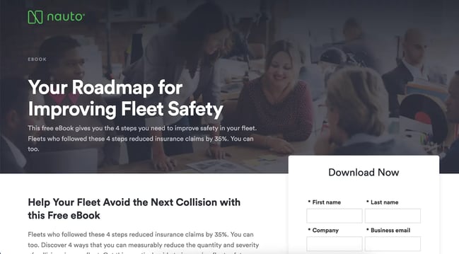 great landing page examples: nauto