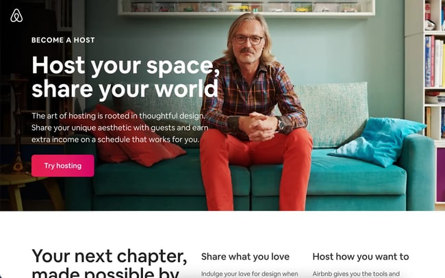 fantastic landing page examples: airbnb