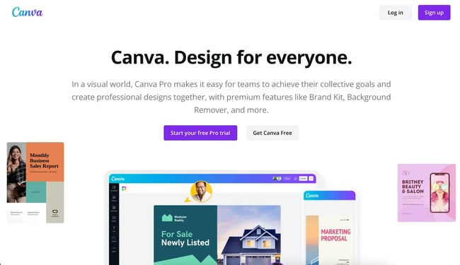 great landing page examples: canva