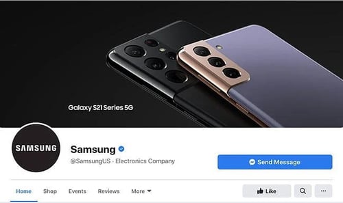 Facebook cover photo example from Samsung, right-aligned image.