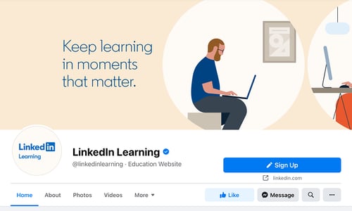 Facebook cover photo example from LinkedIn Learning.