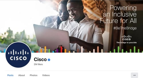 Facebook cover photo example from Cisco, desktop view.