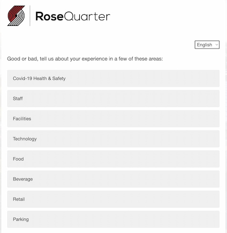 Feedback form example: Rose Quarter