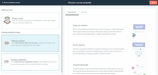 Feedback form instructions: Survey template