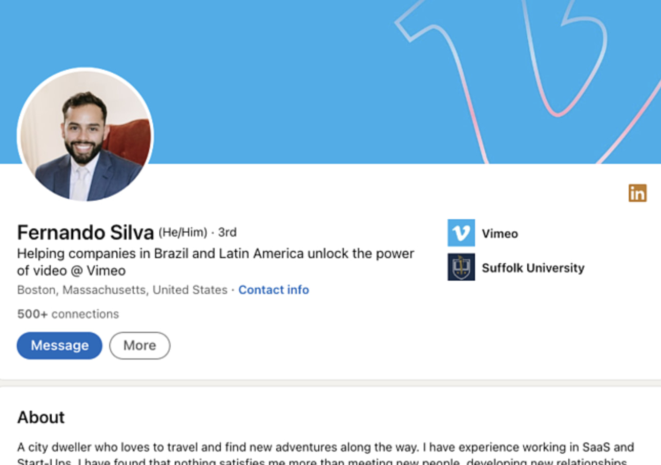 LinkedIn summary example: Fernando Silva