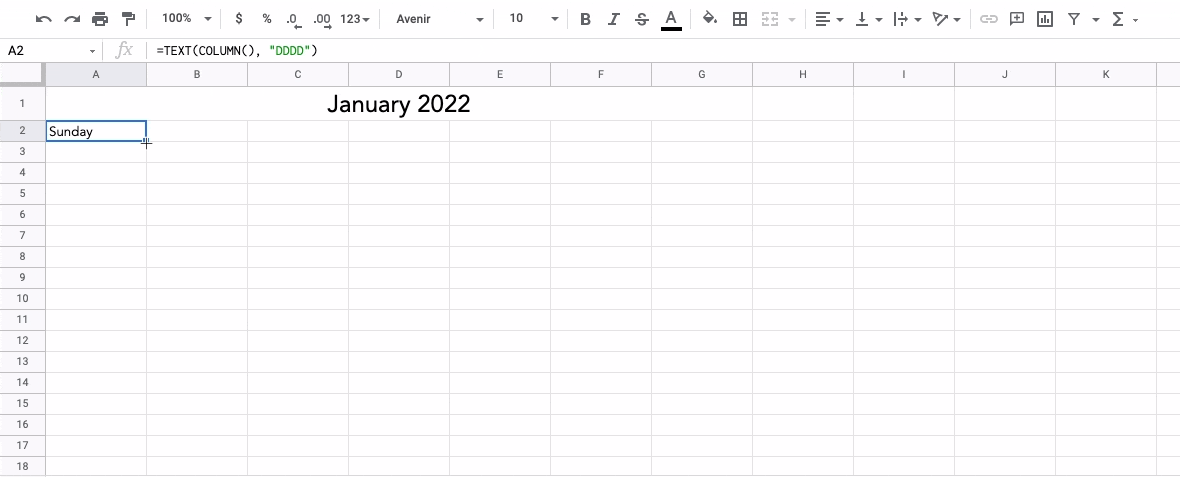fill in days google sheets calendar 1.gif?width=1180&name=fill in days google sheets calendar 1 - How to (Easily) Make Perfect Content Calendars in Google Sheets