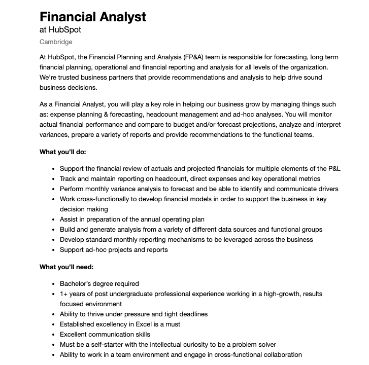 Retail planning analyst job description