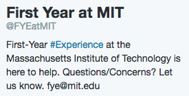 first year at MIT twitter description.