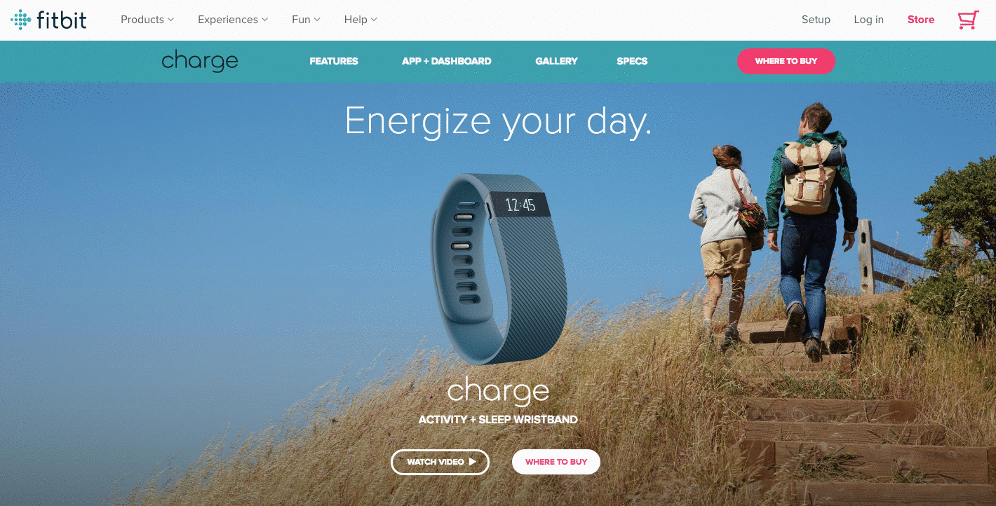 Teal product page for Fitbit Charge 