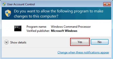 Popup asking to allow command prompt to make changes on site to flush DNS in windows 7