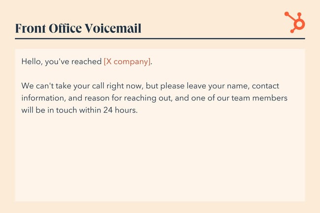 front office voicemail script