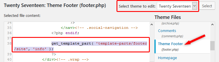 Edit Footer in WordPress