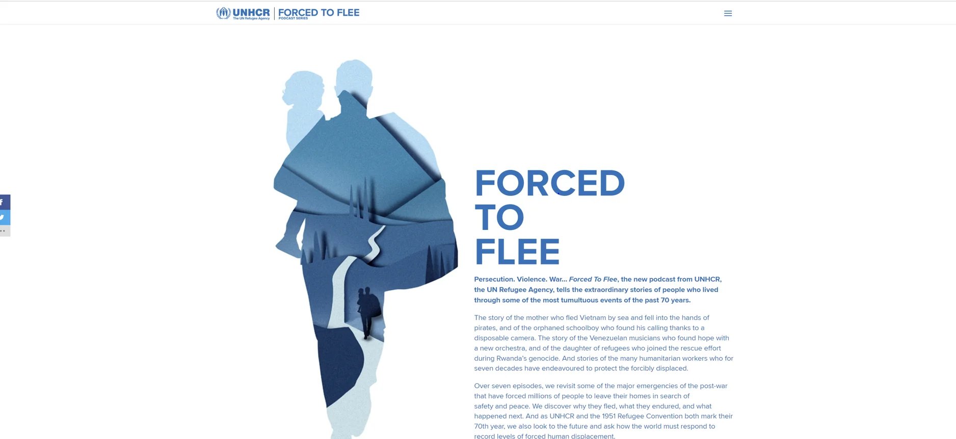 The UN Refugee Agency's podcast "Forced to Flee" is a content marketing example