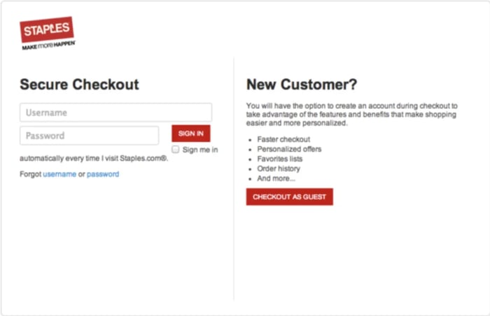 web form examples: Staples