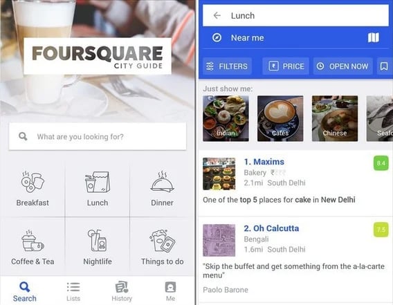 Foursquare city guide mobile app