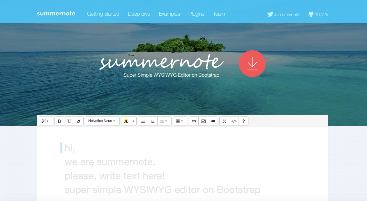Best WYSIWYG editor: Summernote