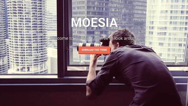 free parallax theme Moesia features hero image with bright CTA button