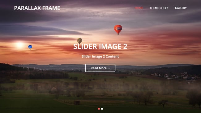 free parallax theme Parallax Frame features image slider and CTA button outline
