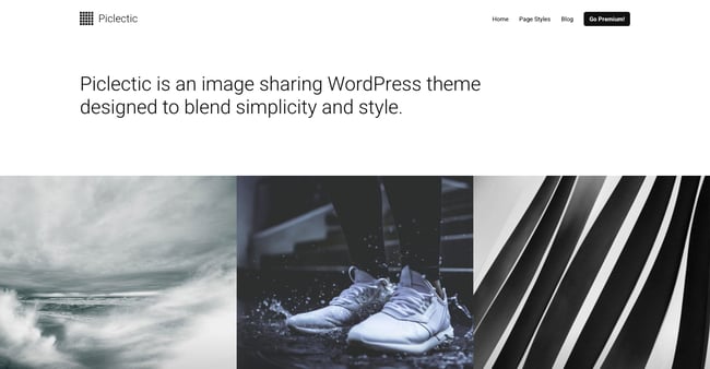 free responsive WordPress theme Piclectic features image grid