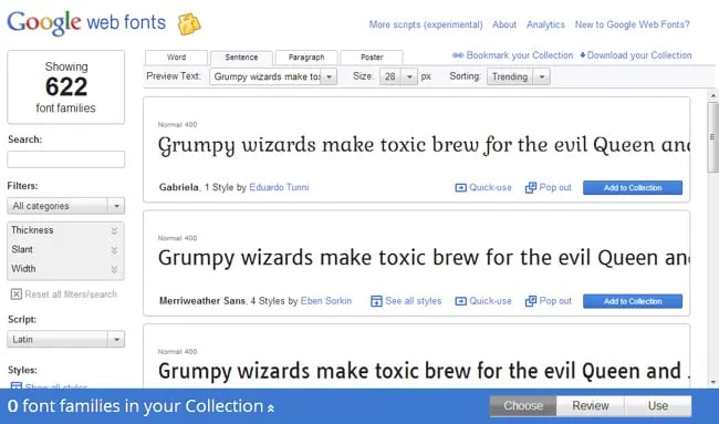 Free Content Writing Tools - Google web fonts