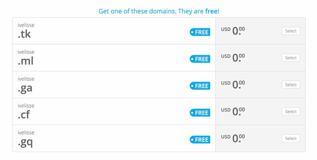 free domain name registrar: freenom