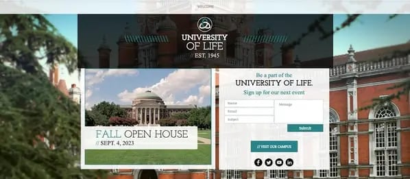 University Landing Page Template from Wix