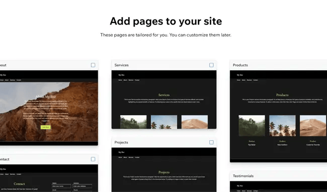 best free website builder: add a new page to wix