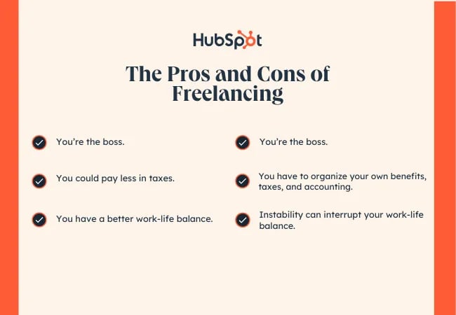 Freelancing pros and cons graphic