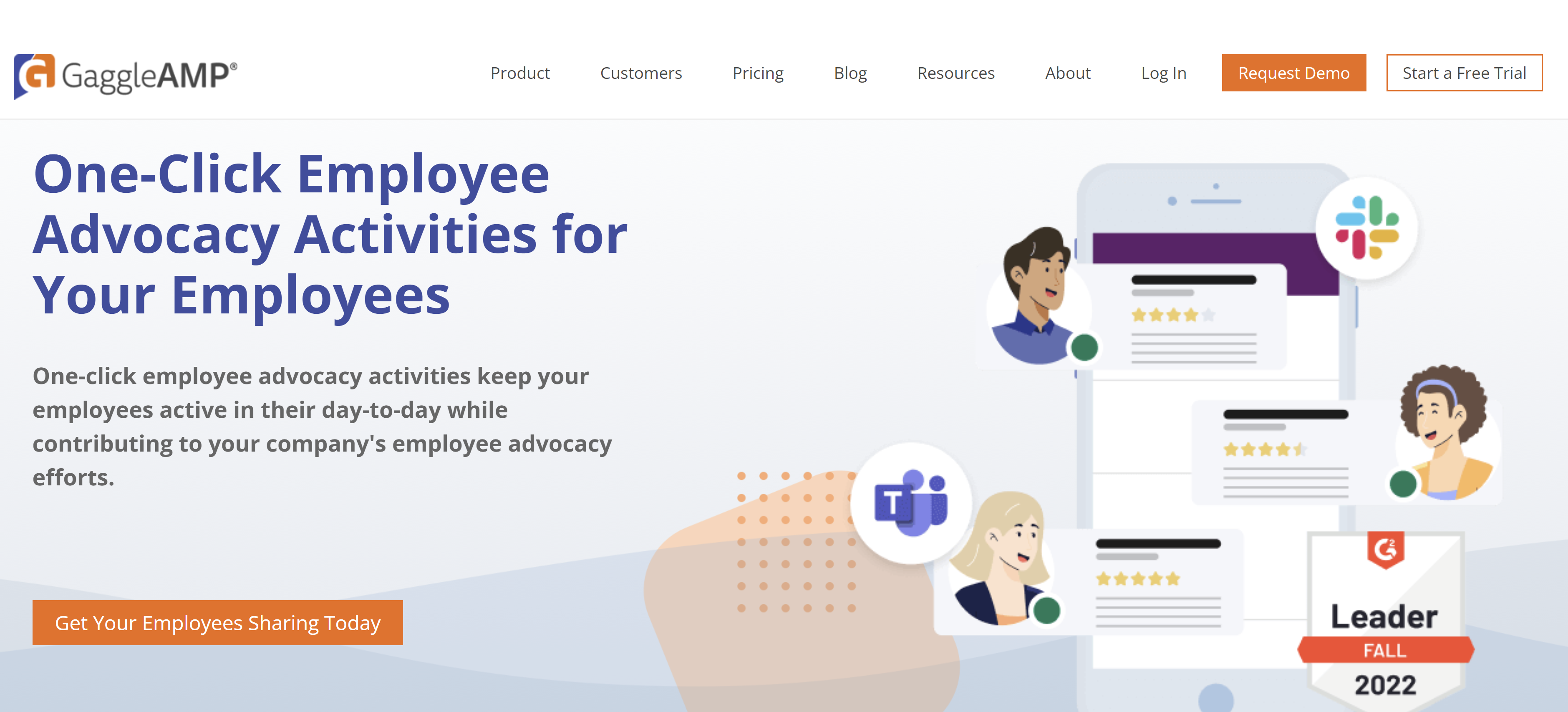 Screenshot of GaggleAmp, a societal amplification instrumentality that allows you to aggregate your employee’s societal networks and station institution contented straight to them