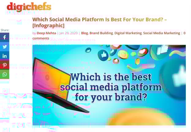 A blog post on digichef's website, which includes the original infographic on social media platforms that you can also find on Pinterest. 