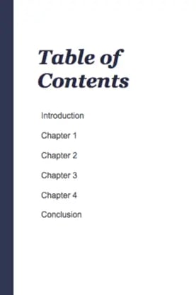 ebook template showing the table of contents for a writer's style guide