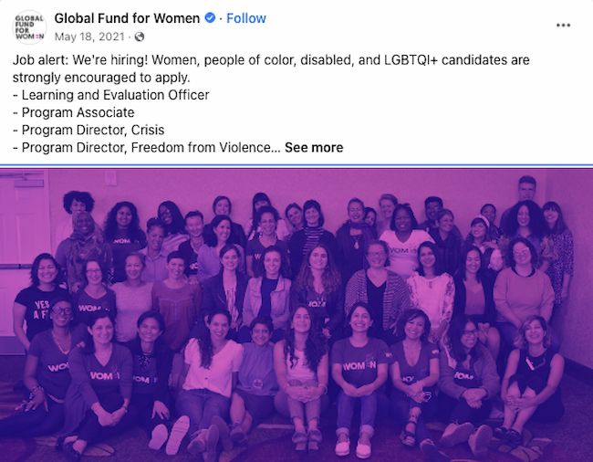 Facebook post ideas: Global Fund for Women