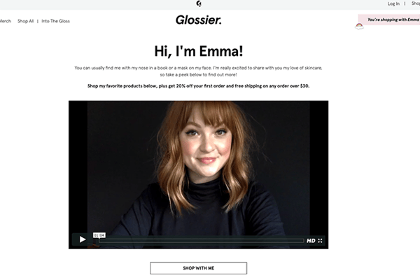 Glossier influencer marketing campaign for women