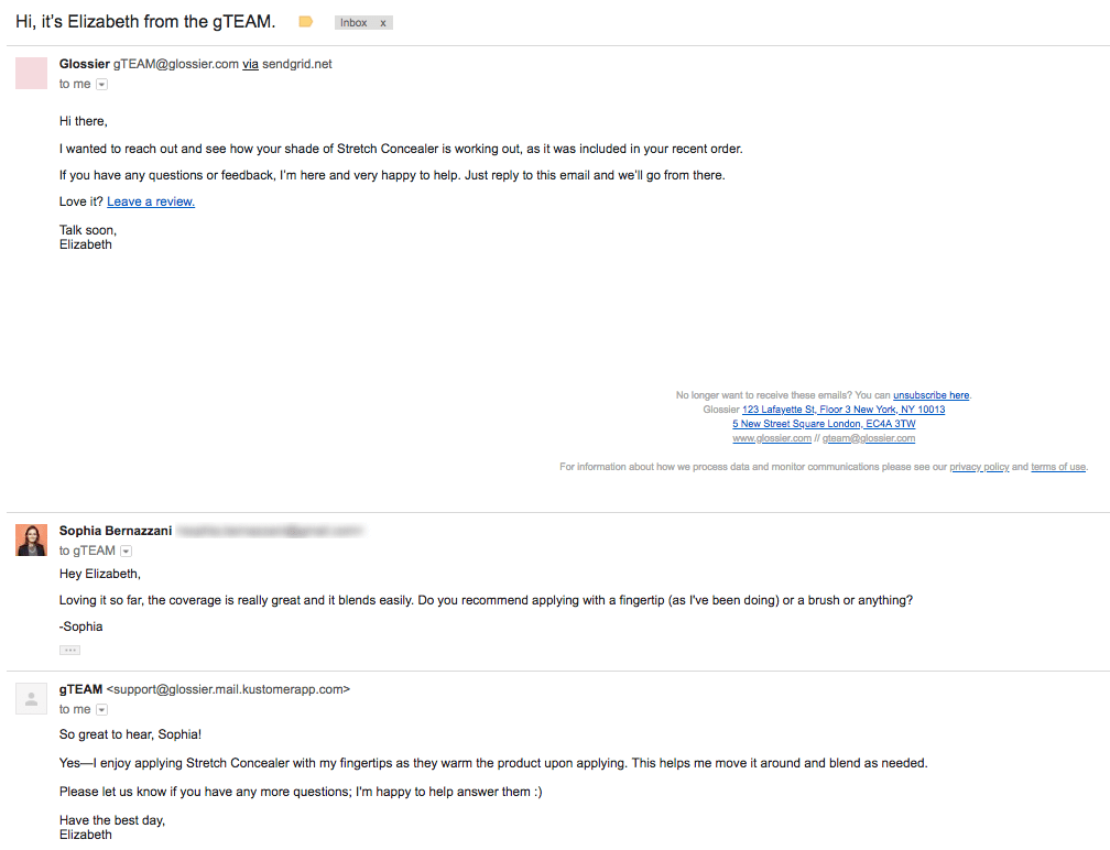 linked in customer service email