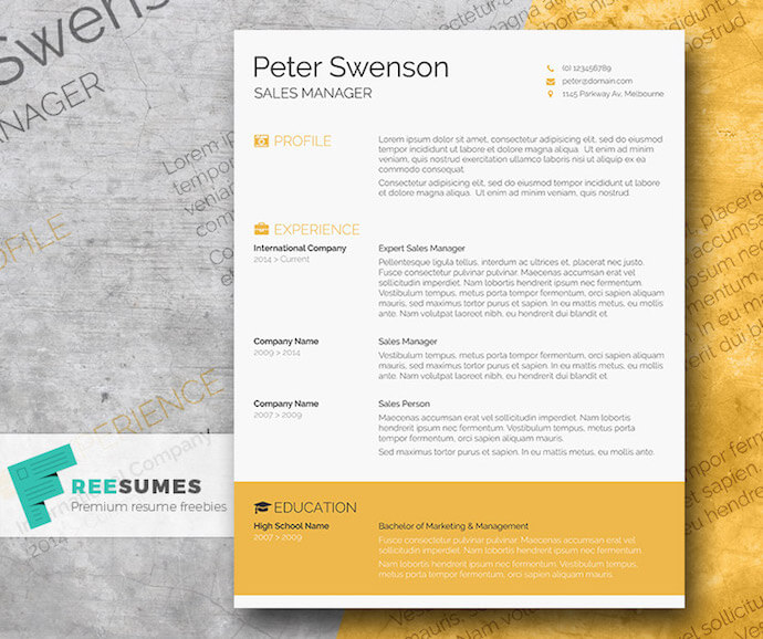 Goldenrod yellow resume template for MS Word