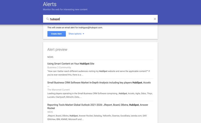 Google Alerts sales prospecting tool
