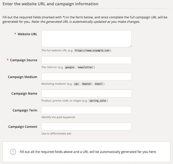 How to build UTM Codes in Google Analytics: Fill in each link attribute in the following form.