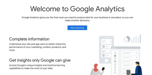 wordpress google analytics: sign up page for google analytics