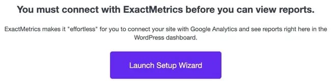 wordpress google analytics: exactmetrics setup prompt