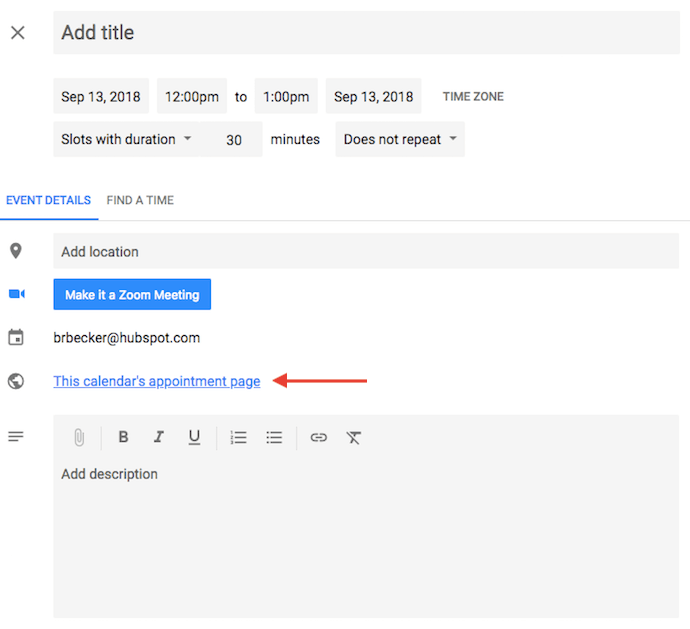 Link to a Google Calendar's appointment page