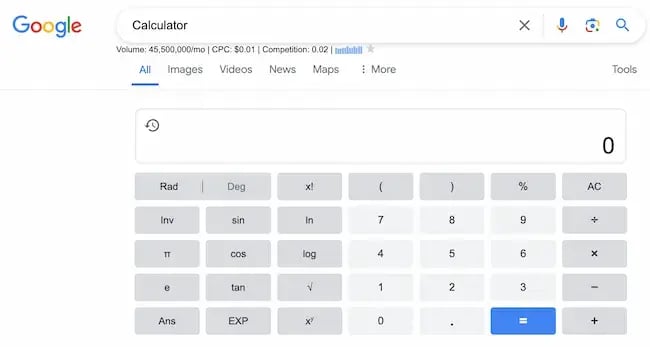 google calculator.webp?width=650&height=347&name=google calculator - SEO &amp; AI: How These Worlds Will Collide And Cause Chaos