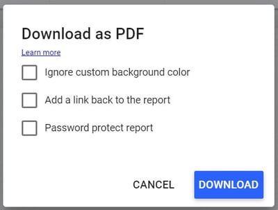 google data studio tips: pdf download options