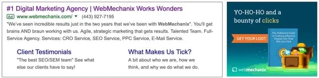 Webmechanix display ad example