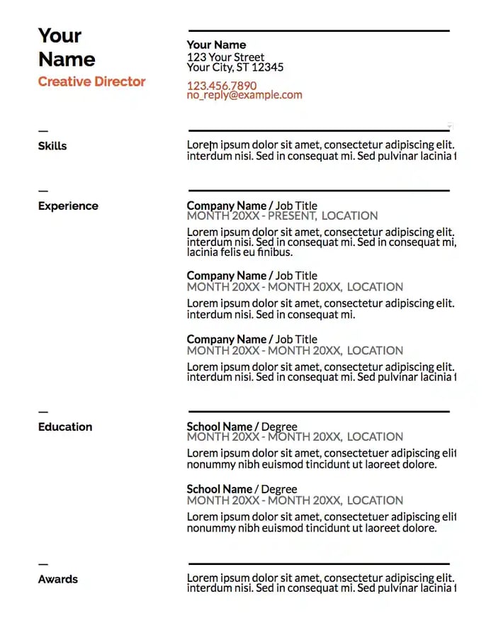 Swiss resume template