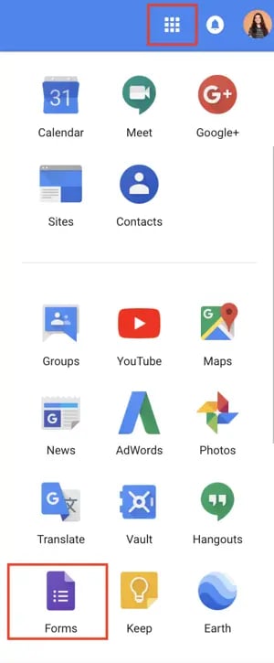 google docs google apps menu